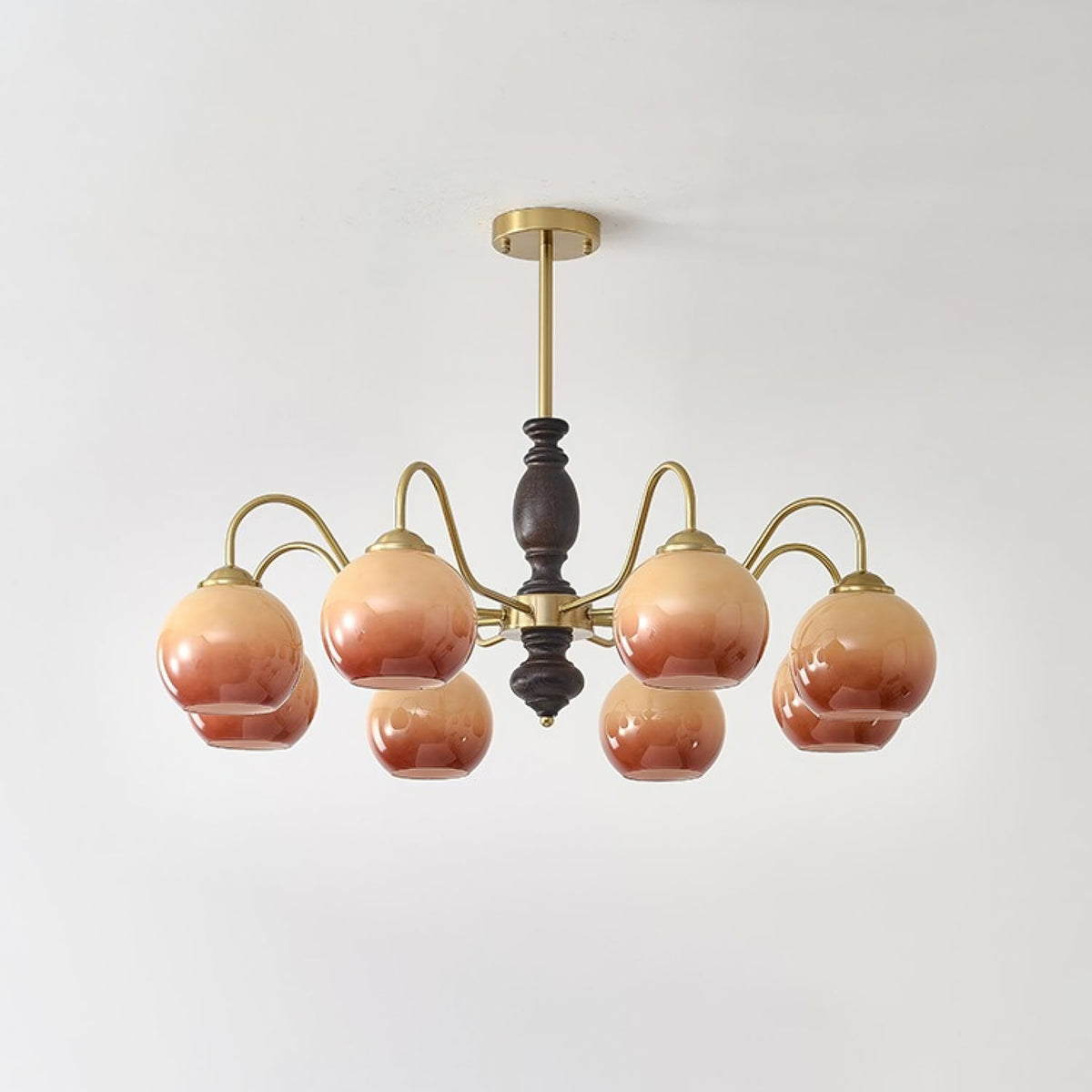 Reniian Chandelier Caramel Orb Curved Arm
