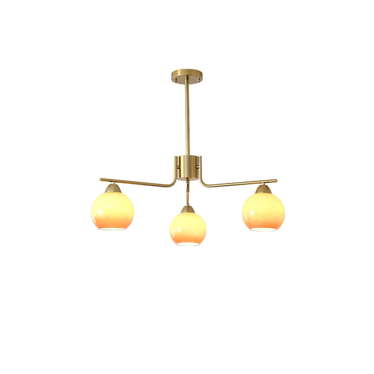 Oriorella Chandelier Brass Caramel Globe Minimalist