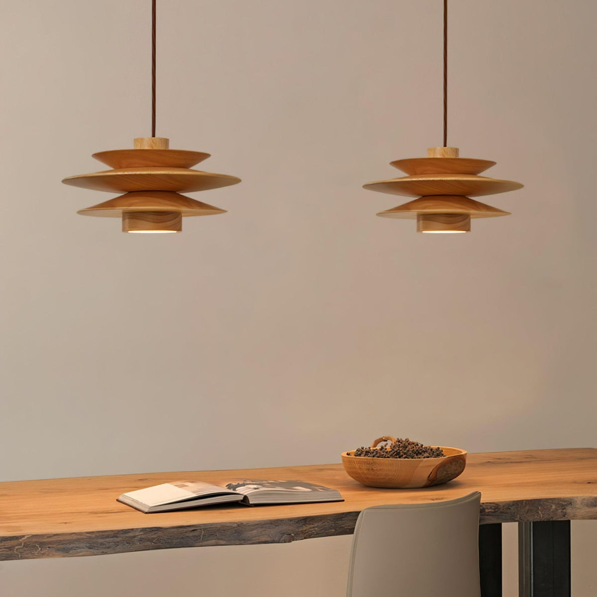 Hoko Wooden Disc Pendant Light