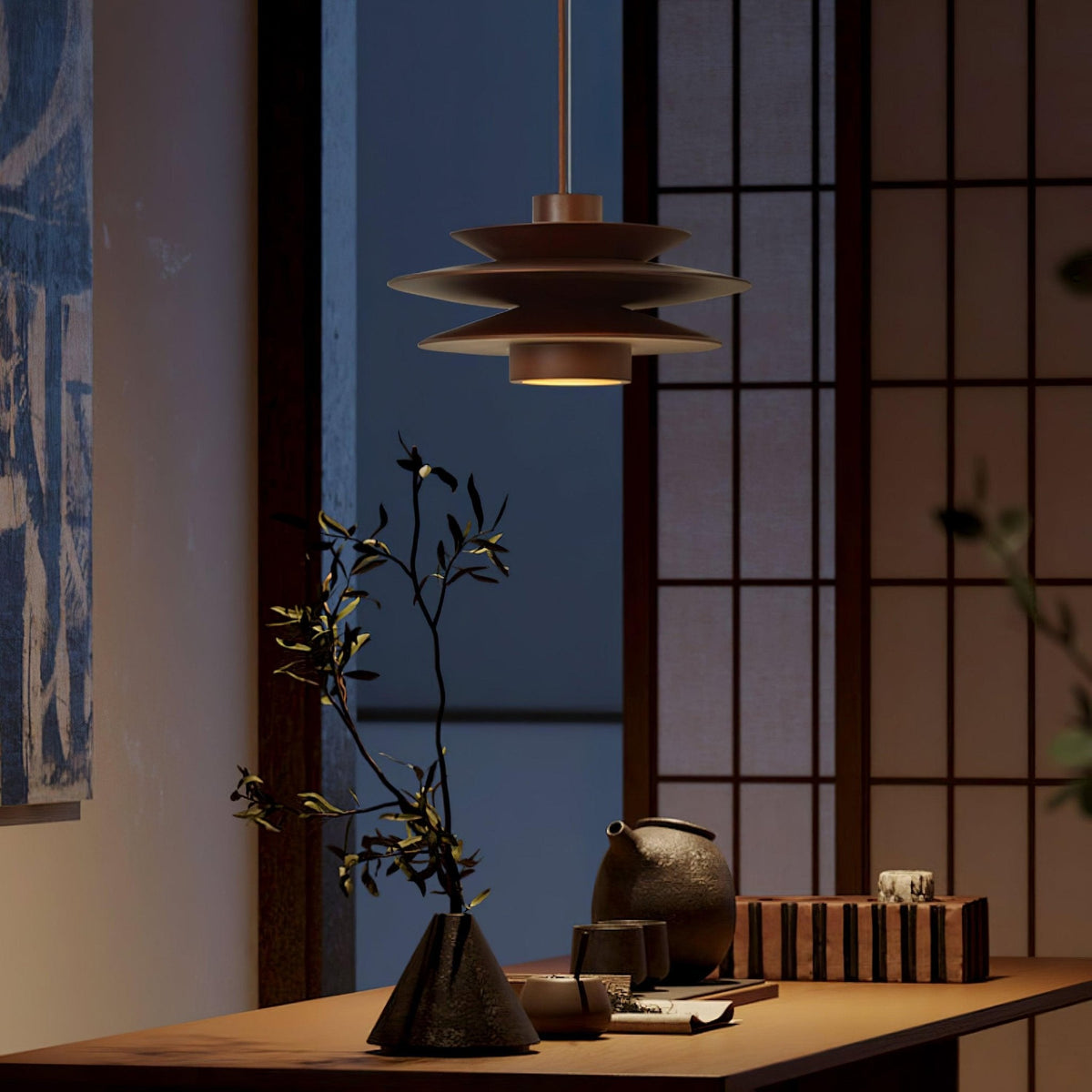 Hoko Wooden Disc Pendant Light