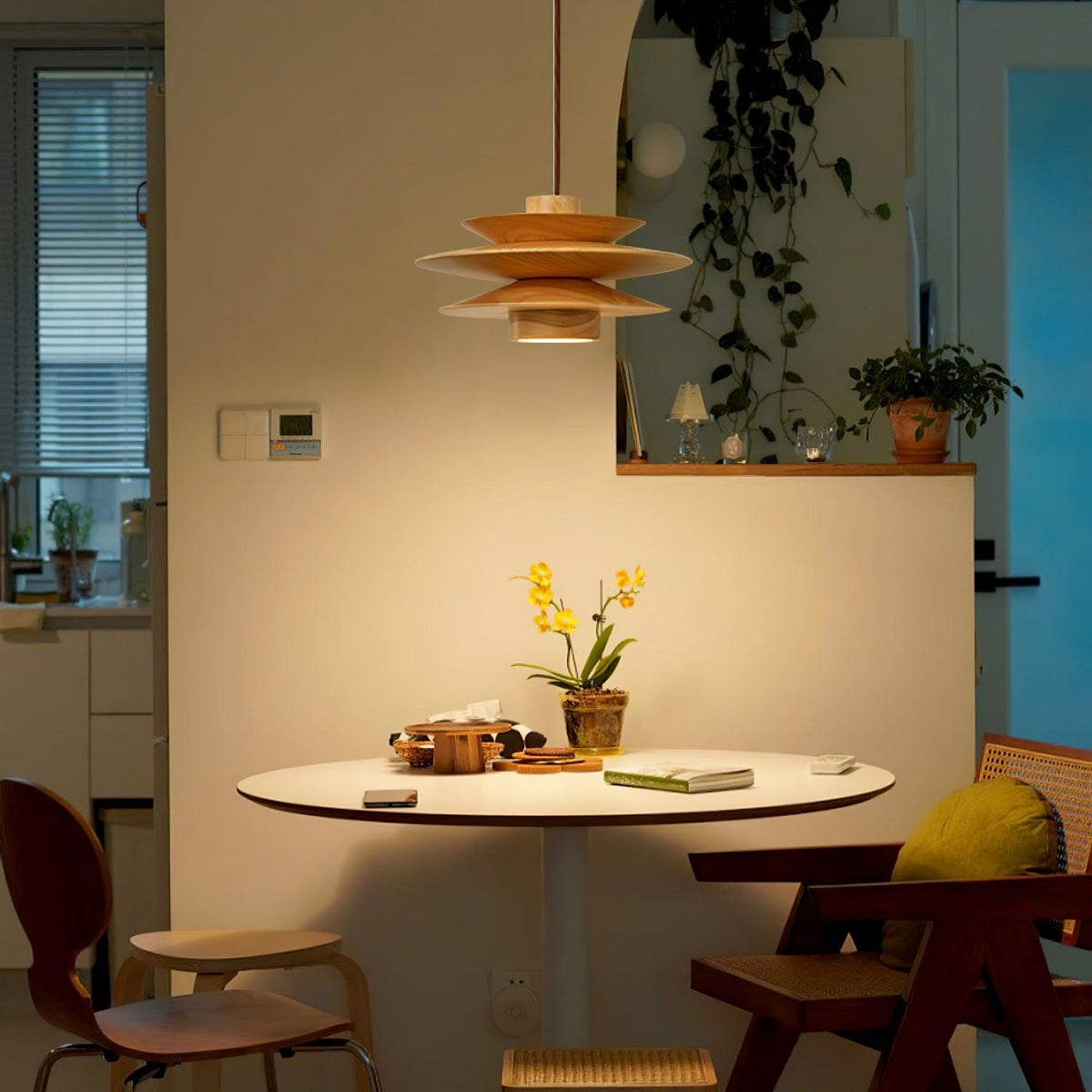 Hoko Wooden Disc Pendant Light