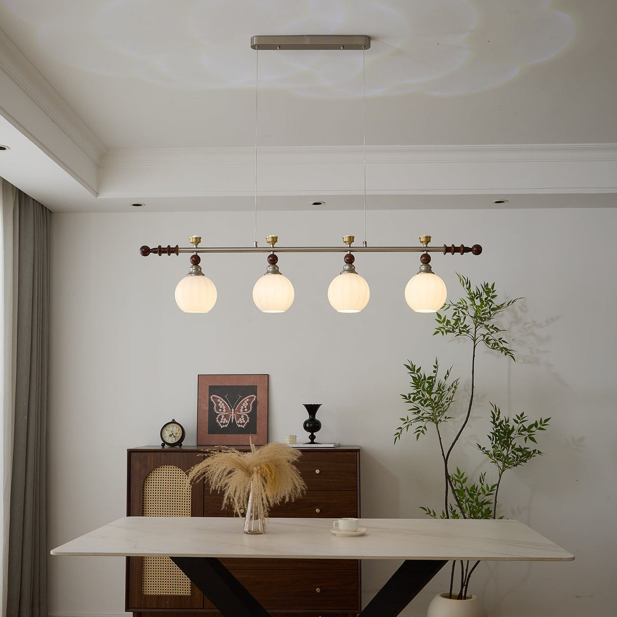 Otheia Elegance Vintage Linear Wood Pendant Lamp