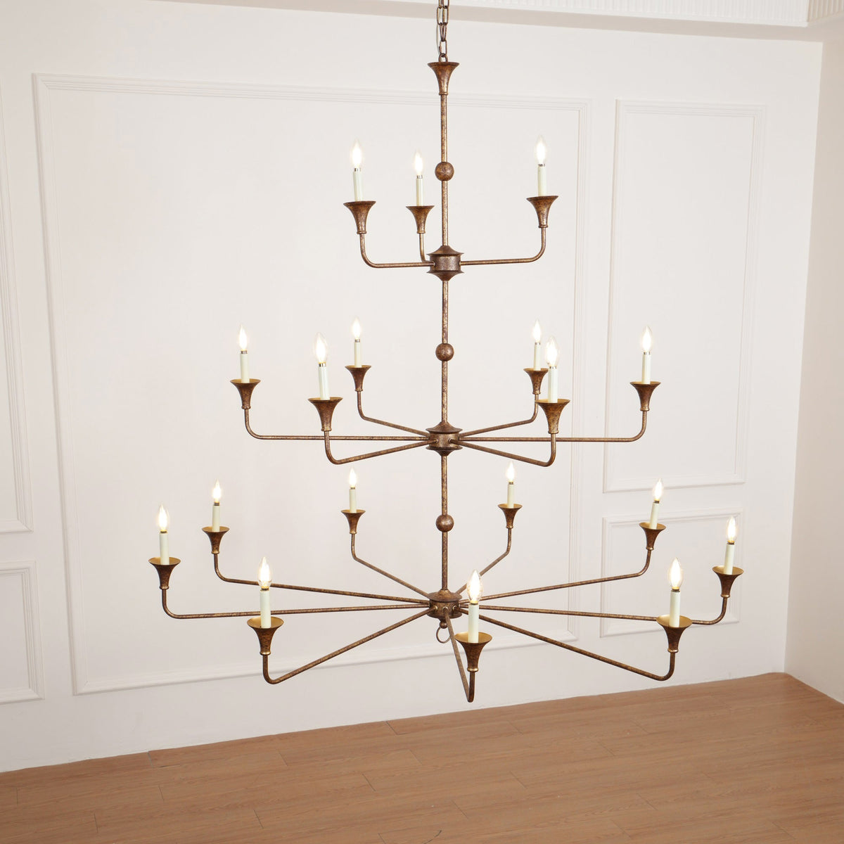 Wisp Grande Vintage Industrial Bronze Chandelier