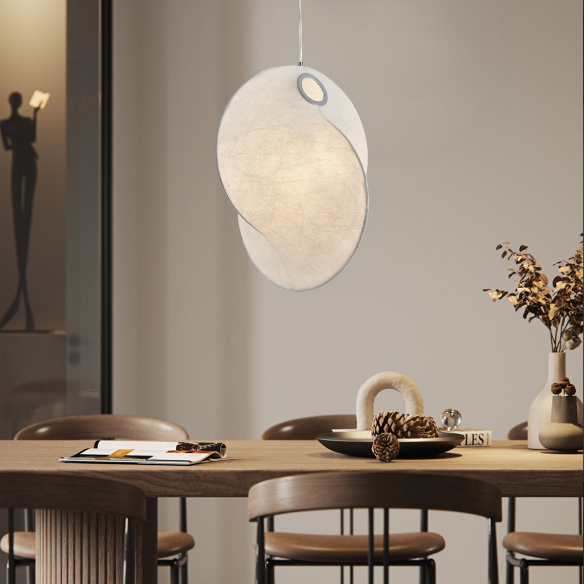 Verine Sculptural Mulberry Silk Pendant Light