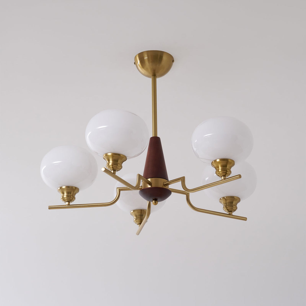 Syluissa Chandelier Walnut Frosted Glass Globes