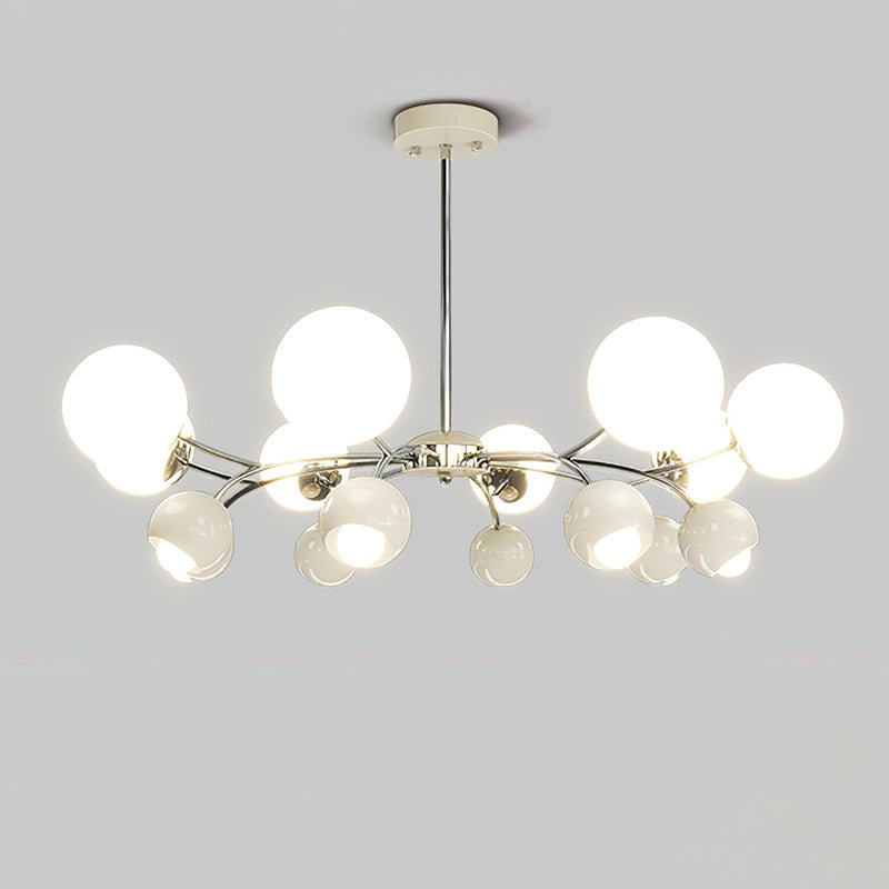Noxiren Chandelier Chrome Red Cream Globe