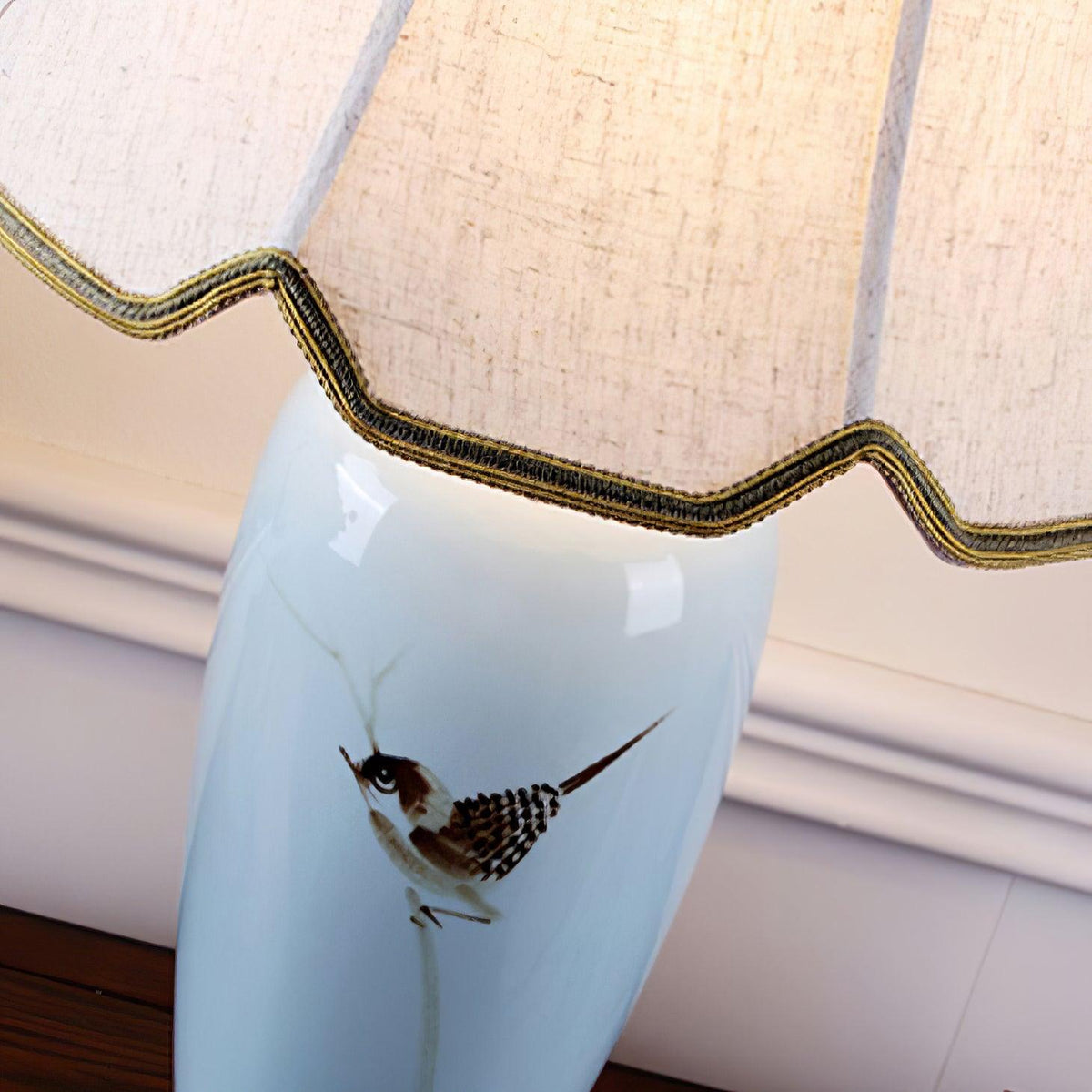 Sparrow Oriental Ceramic Desk Lamp