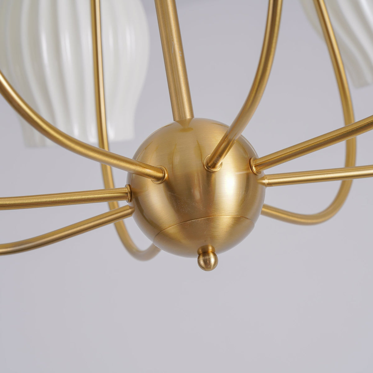 Pravin Chandelier Ceramic Ribbed Sculptural Glass Elegant