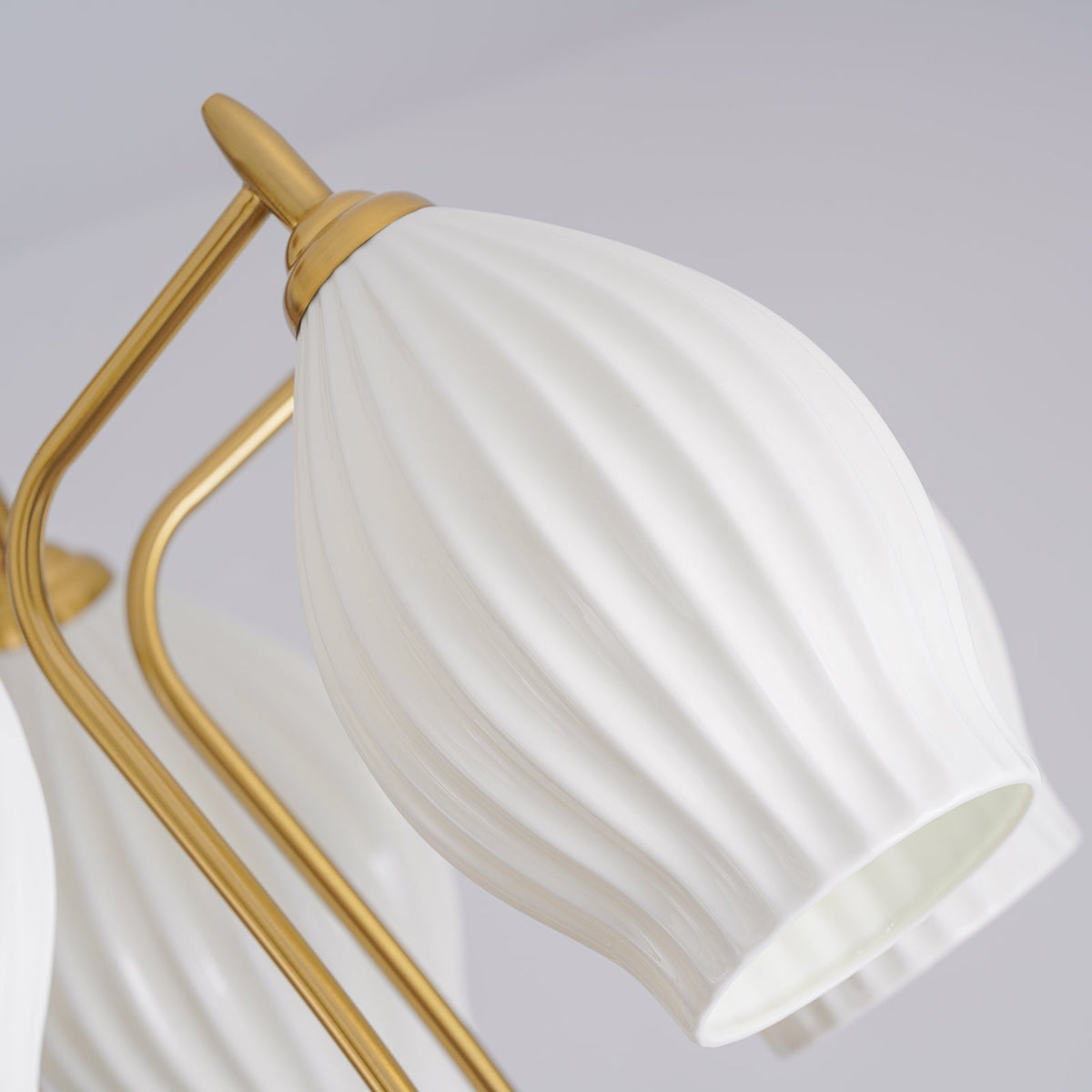 Pravin Chandelier Ceramic Ribbed Sculptural Glass Elegant