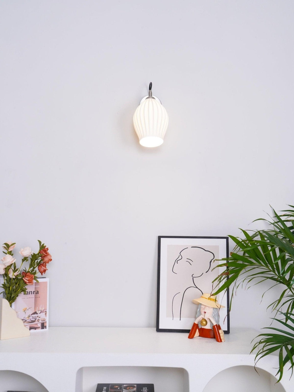 Zotalisra Modern Minimalist Ribbed Ceramic Wall light