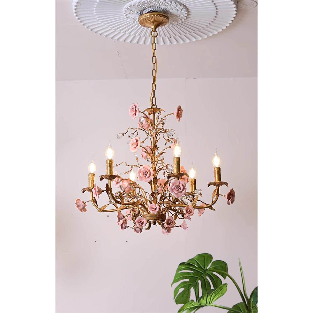 Ceramic Rose Vine Chandelier