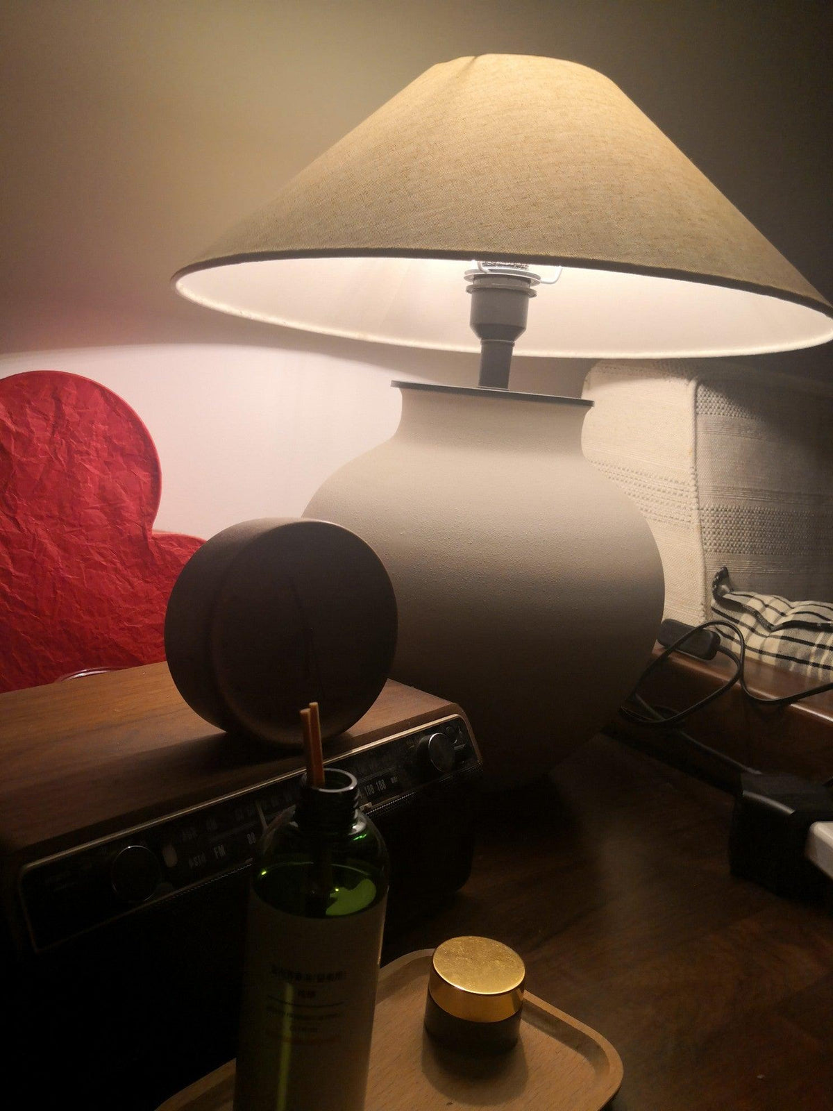 Lumian Fabric Ceramic Rustic Table Lamp