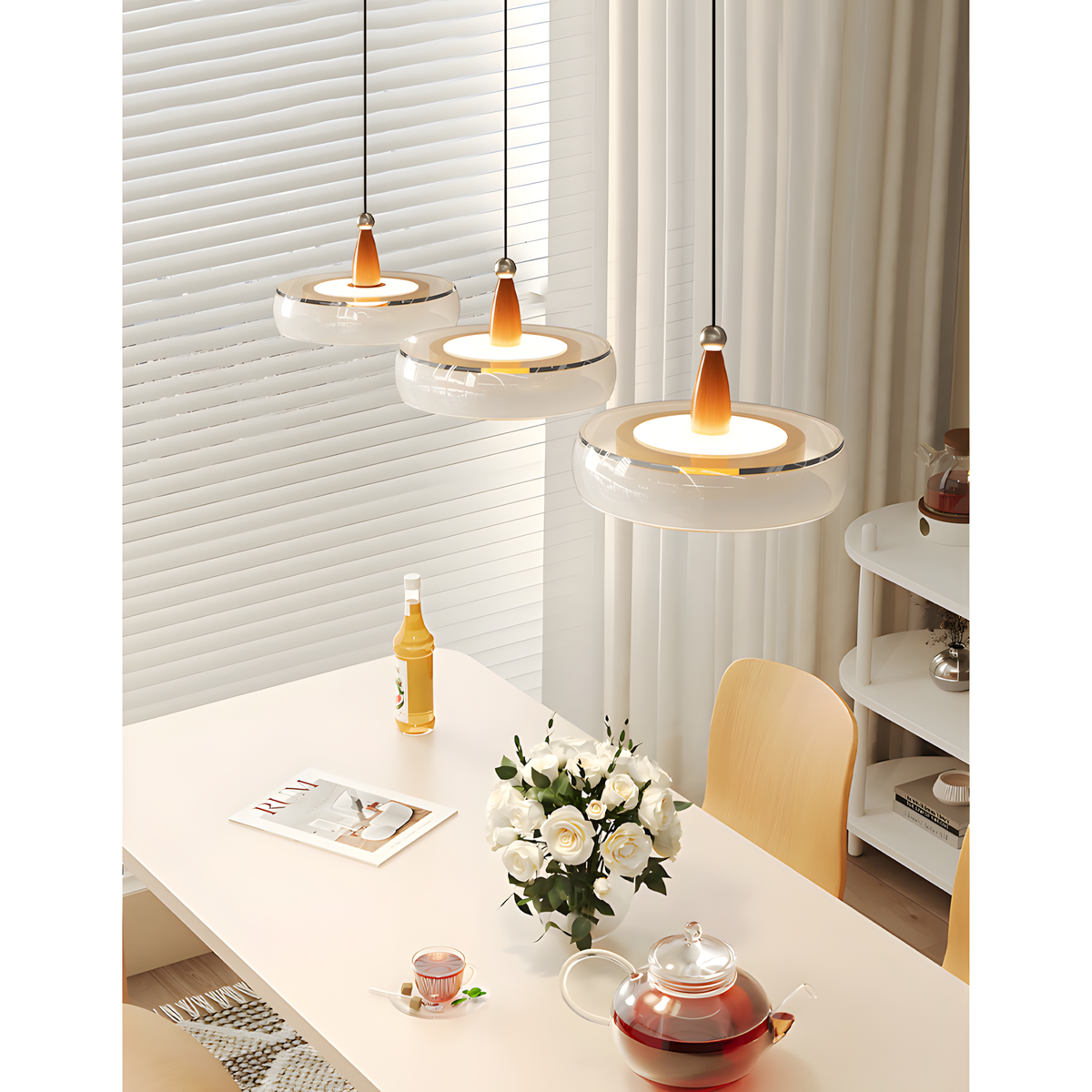 Penrose Wood Glass Linear Pendant Light