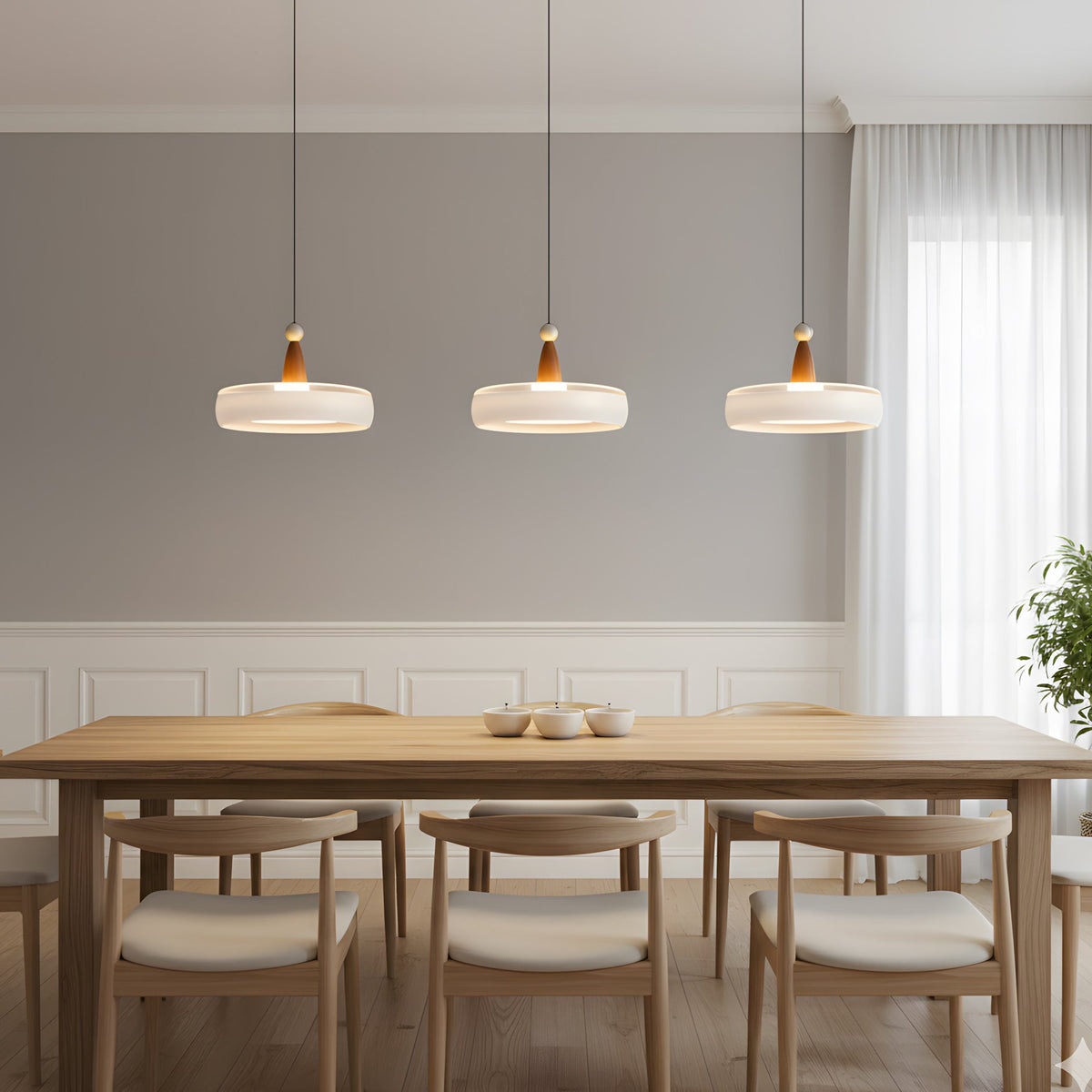 Penrose Wood Glass Linear Pendant Light