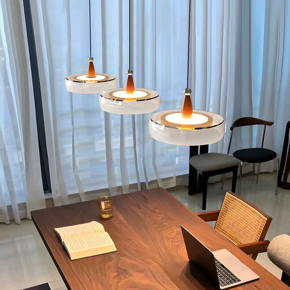 Penrose Wood Glass Linear Pendant Light