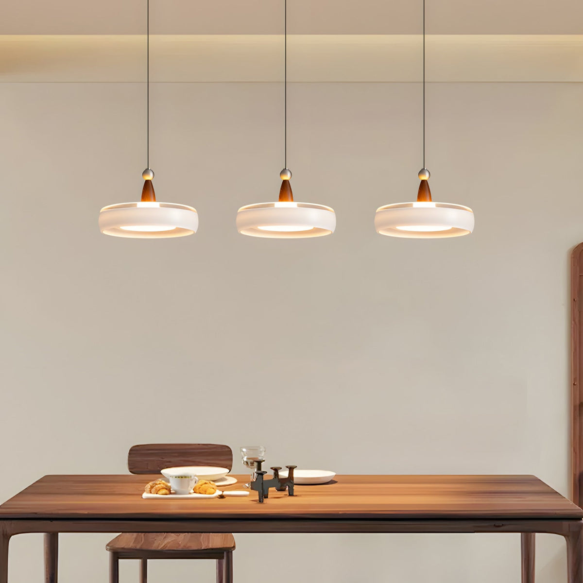 Penrose Wood Glass Linear Pendant Light