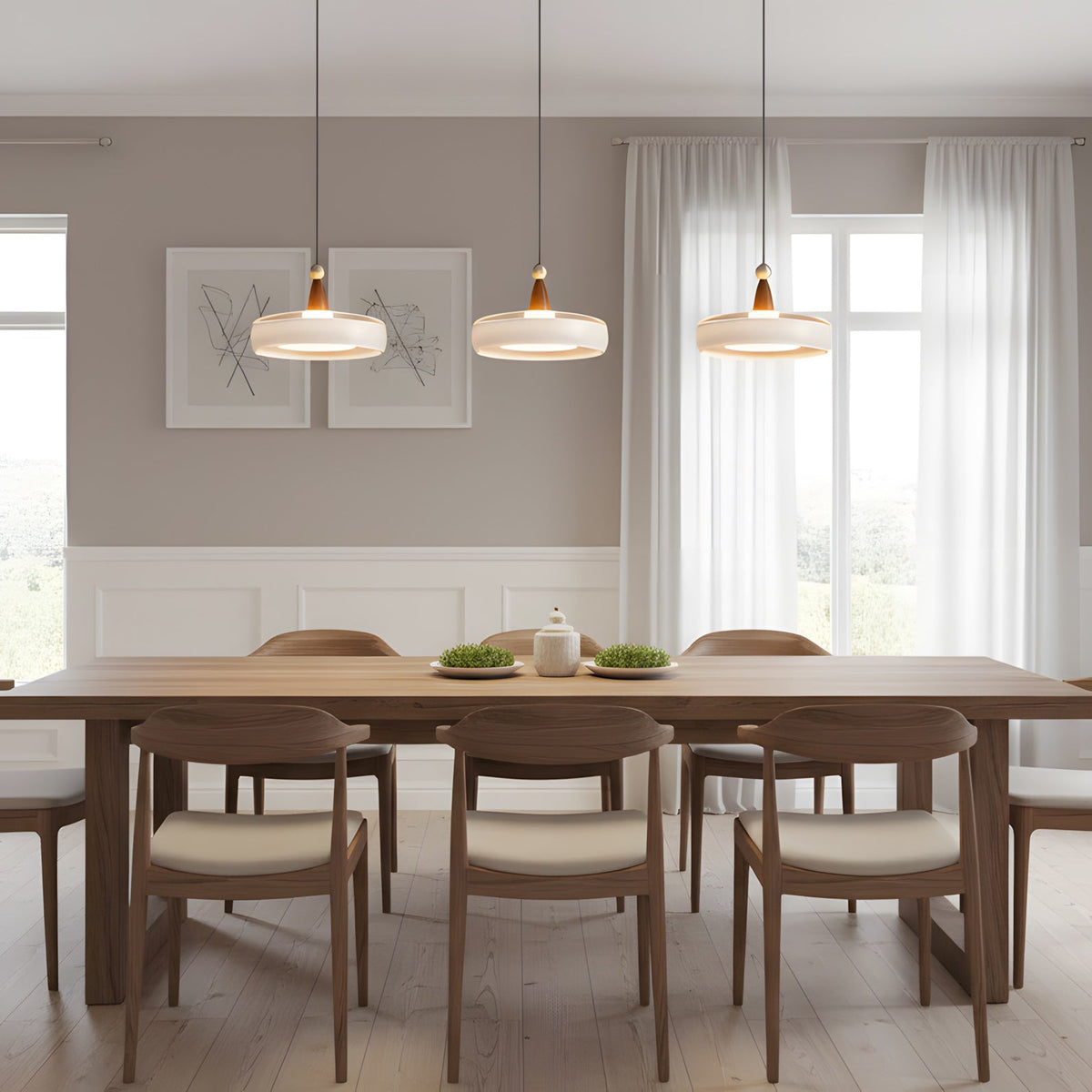 Penrose Wood Glass Linear Pendant Light