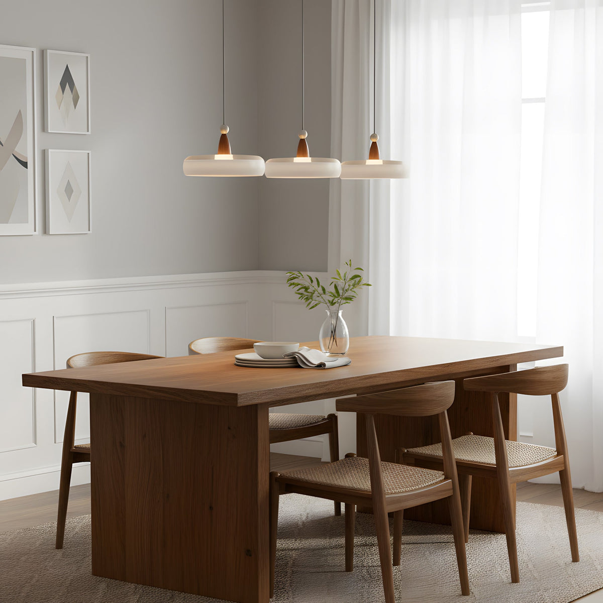 Penrose Wood Glass Linear Pendant Light