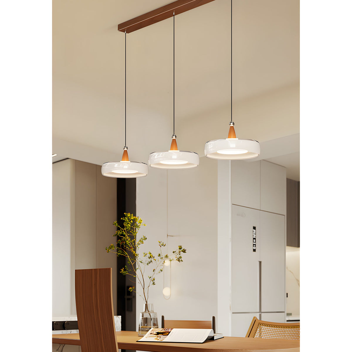 Penrose Wood Glass Linear Pendant Light