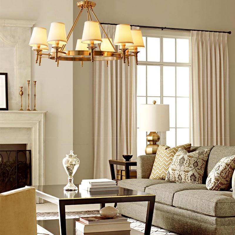 Dyvlen Chandelier Brass Linen Modern 8-Light
