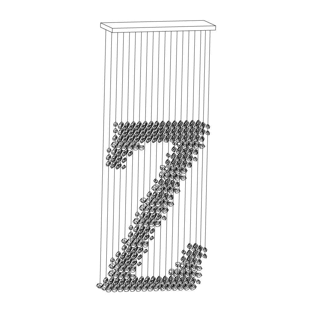Selorella Charcoal Stone Sculptural Chandelier Letter S to Z