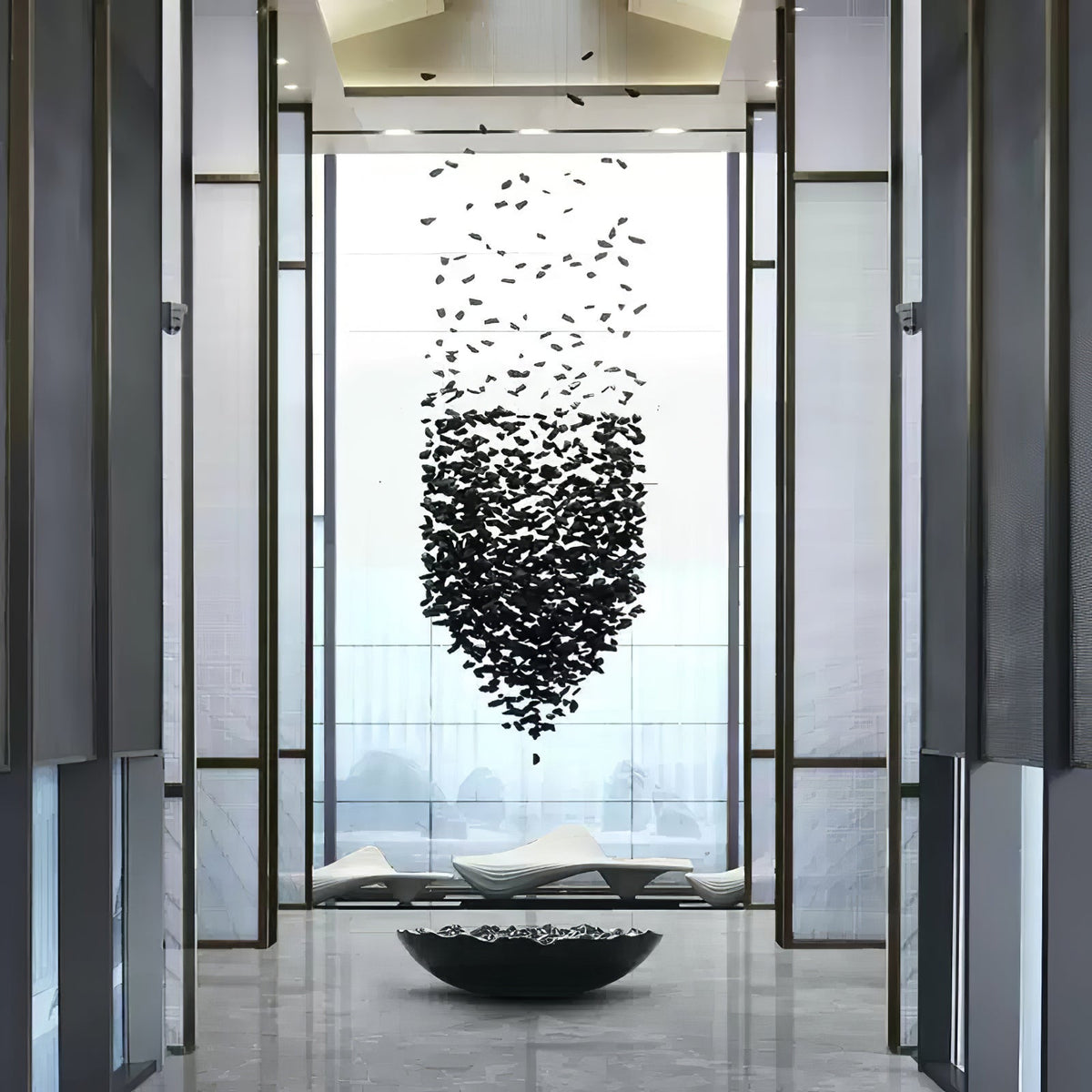 Selisaine Charcoal Stone Shape Hourglass Sculptural Chandelier