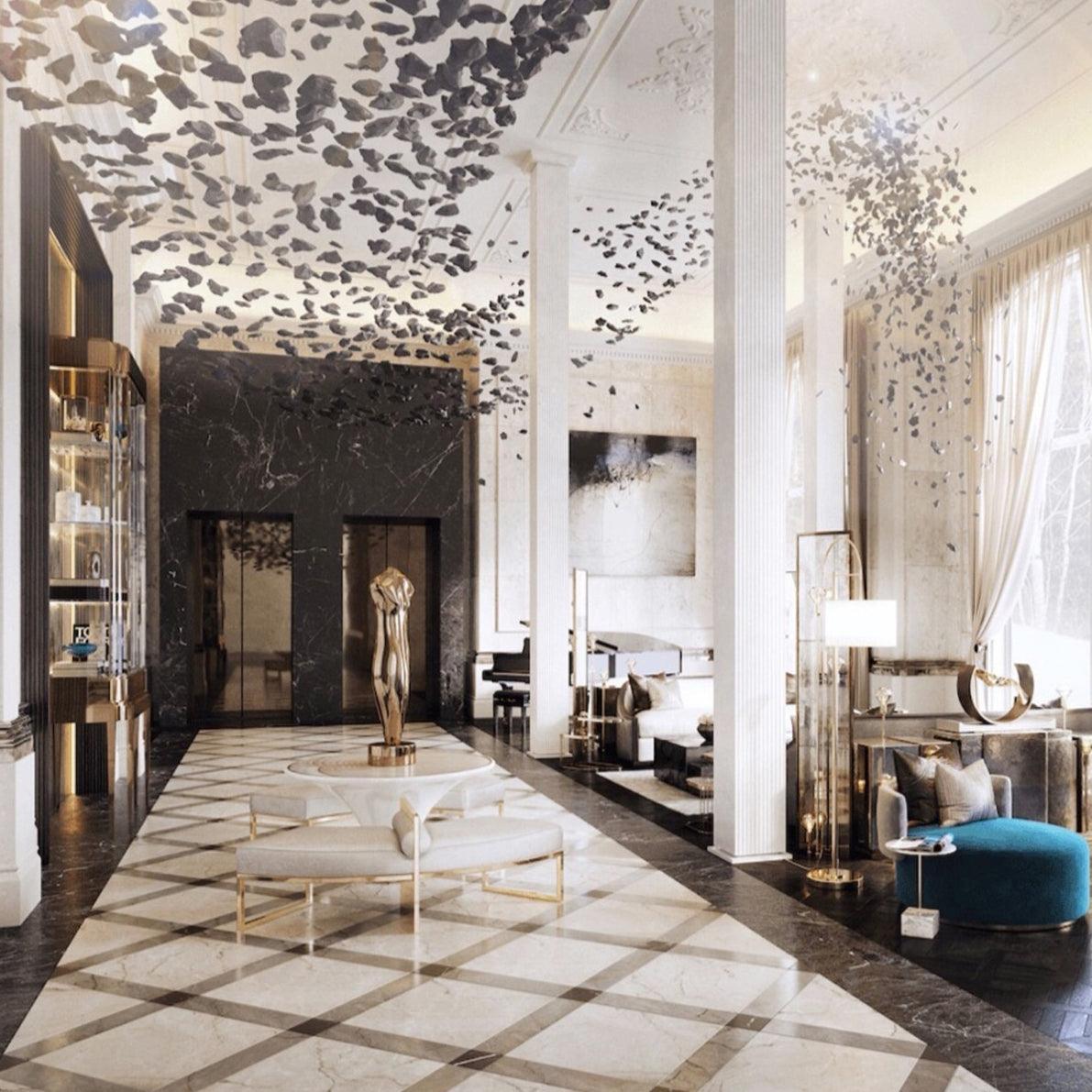 Marinelle Charcoal Stone Sculptural Chandelier Letter M to R