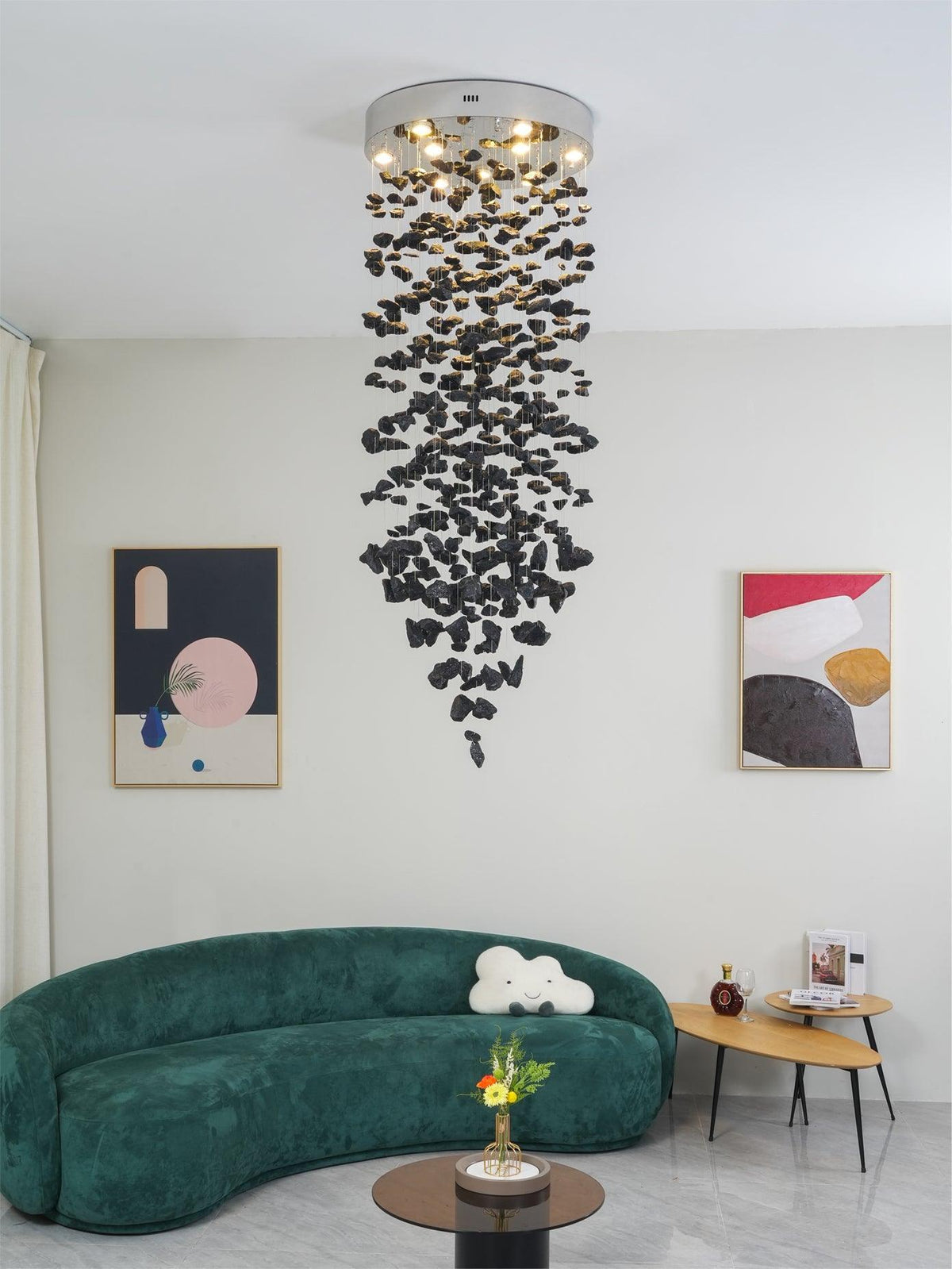 Seliian Charcoal Stone Sculptural Chandelier Letter G to L