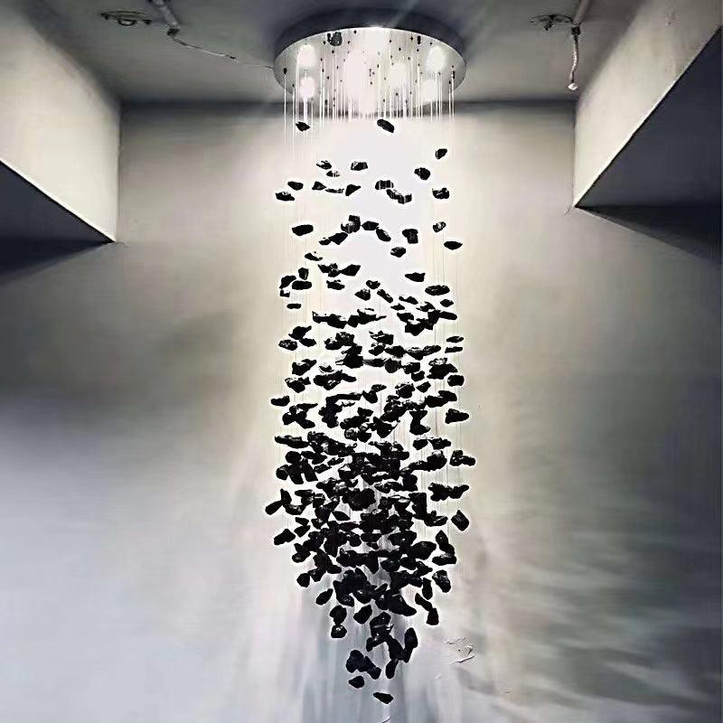 Selorella Charcoal Stone Sculptural Chandelier Letter S to Z