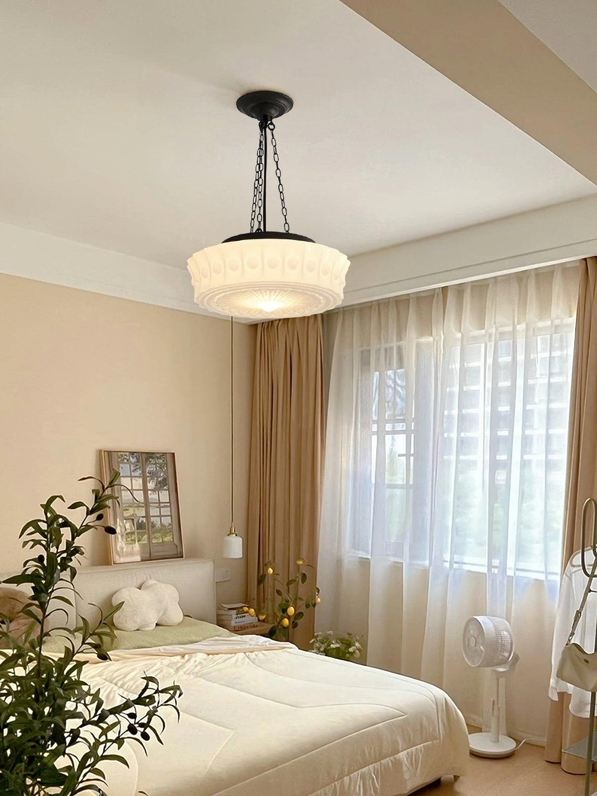 Sirixon Pendant Lamp Chain White Glass