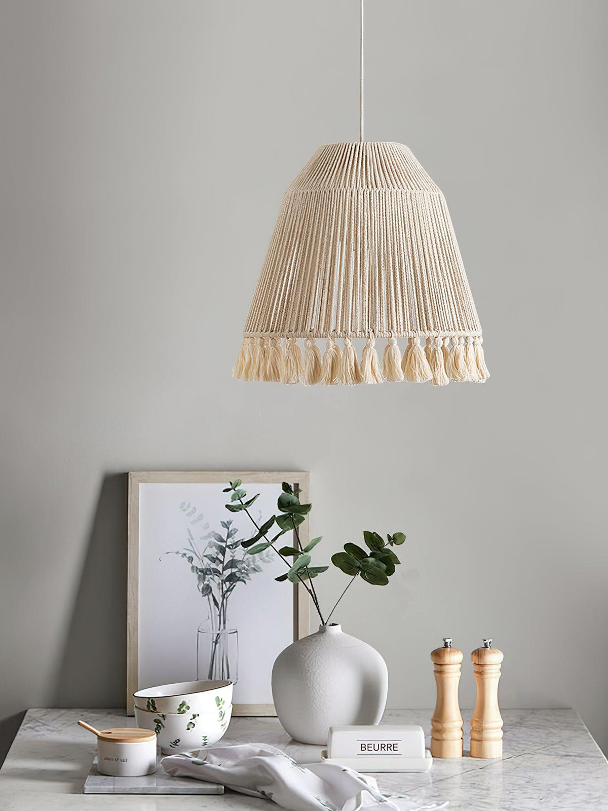 Hlugan Traditional Tassel Rope Pendant Light