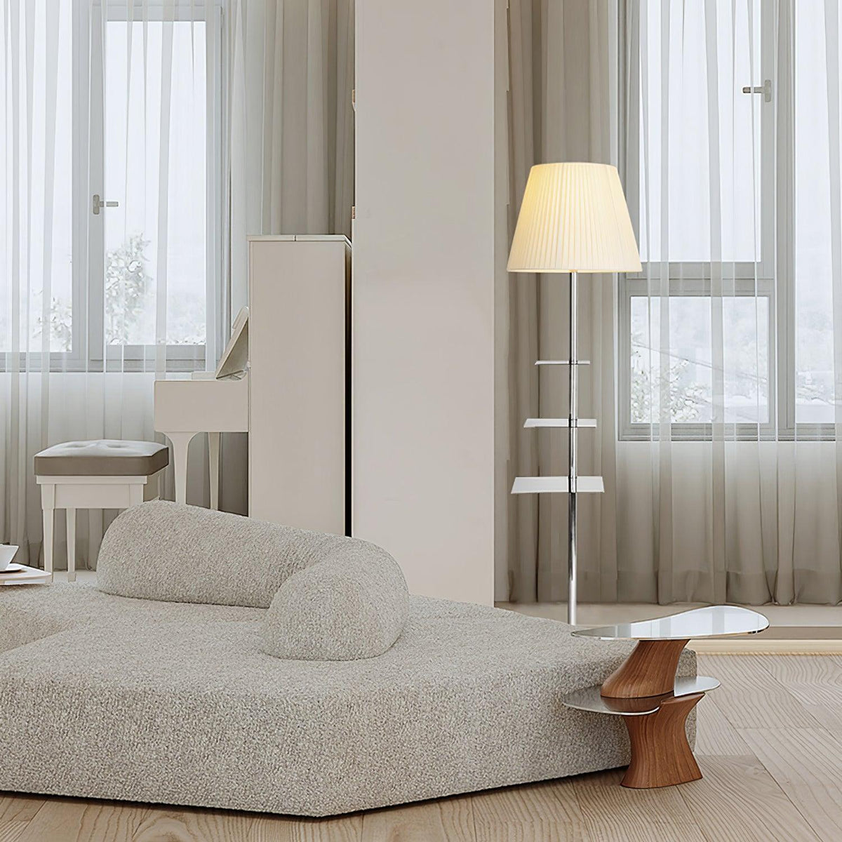 Wavlen Fabric Contemporary Table Floor Lamp