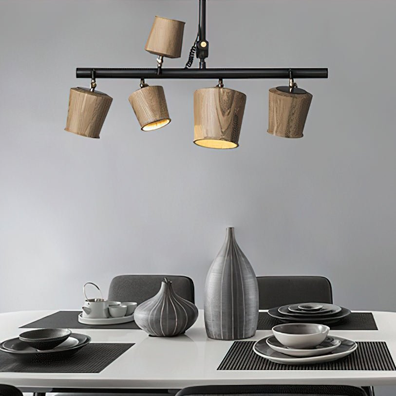 Avelira Rustic Wood Globe Linear Pendant Light