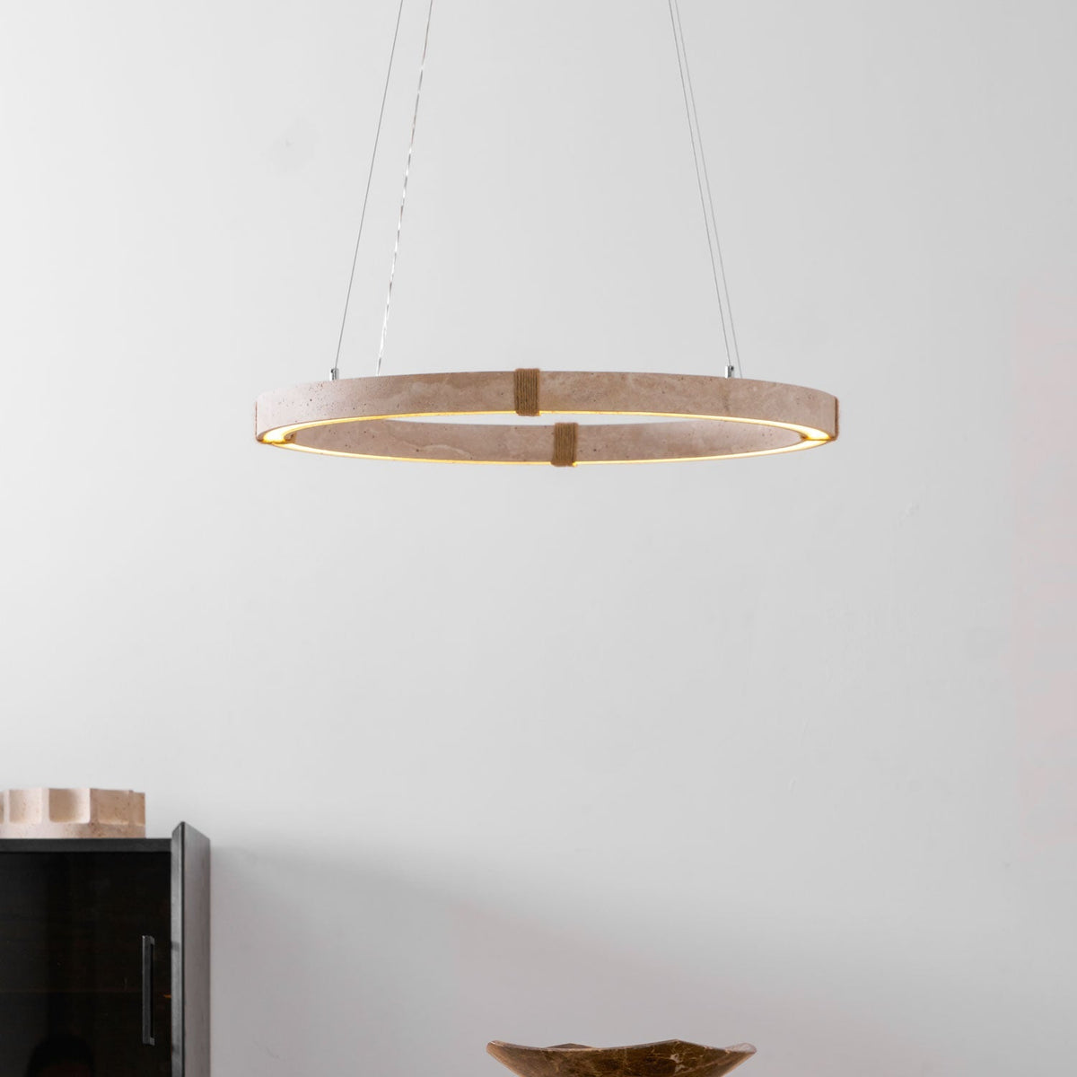 Evijo Circle Travertine Pendant Light