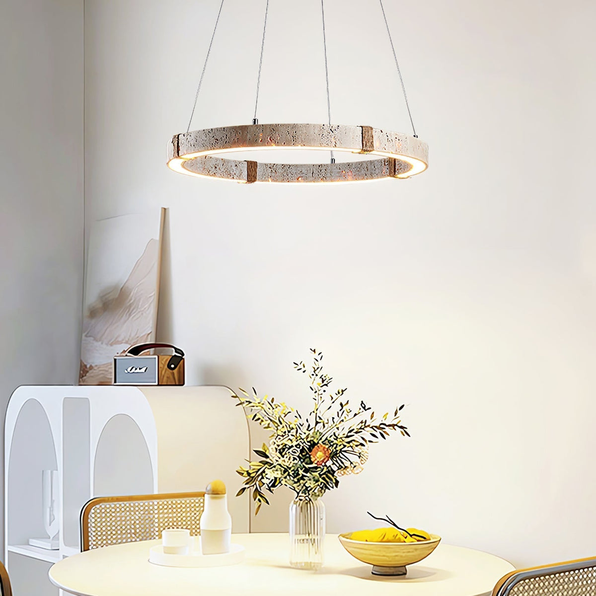 Everett Ring Travertine Pendant Light