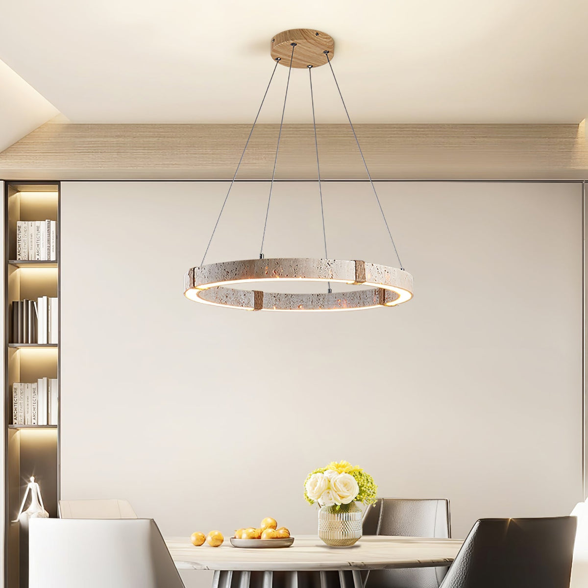 Evijo Circle Travertine Pendant Light