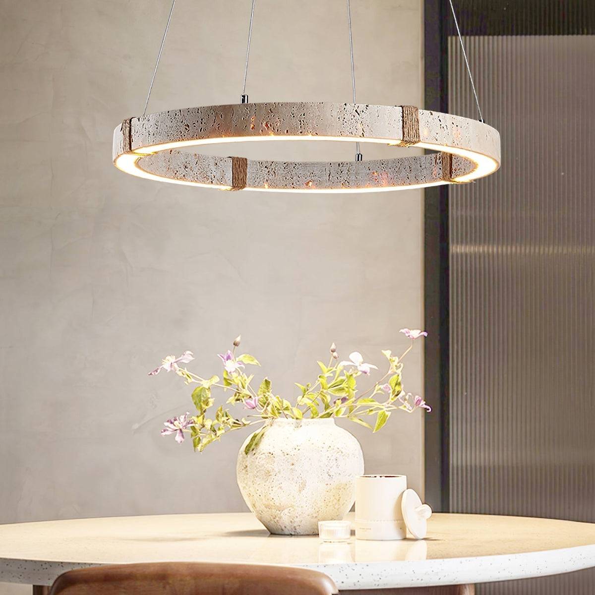 Everett Ring Travertine Pendant Light