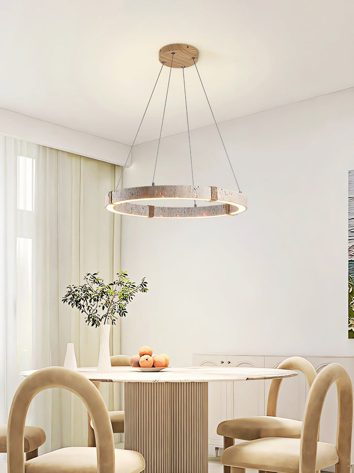 Evijo Circle Travertine Pendant Light
