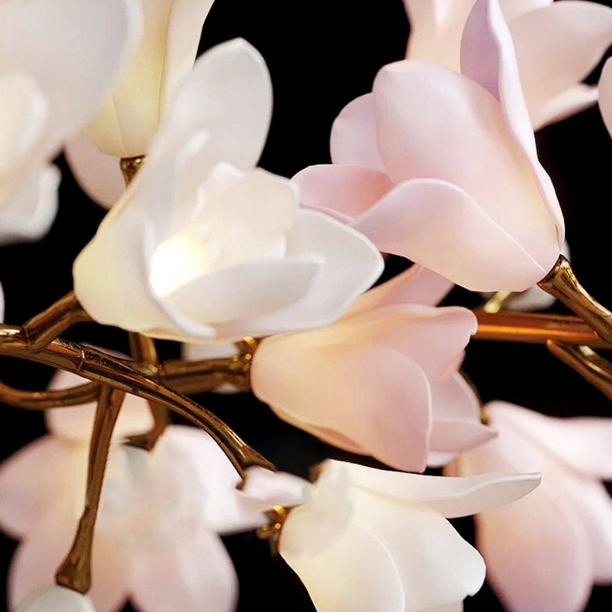 Elemu Chandelier Brass Ceramic Blossom