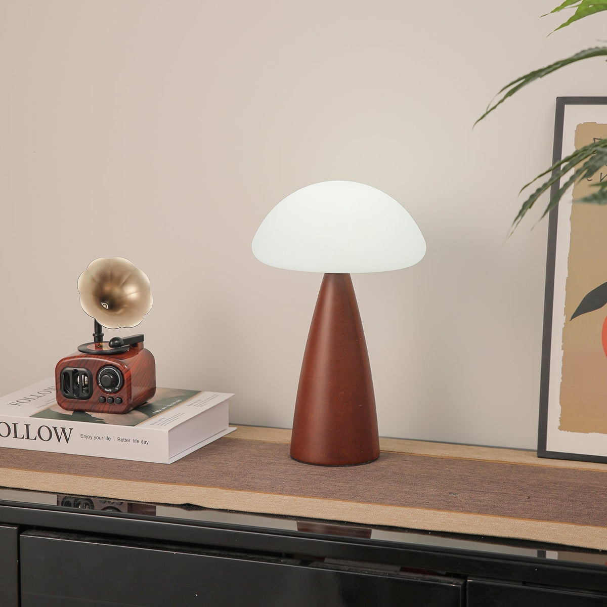 Ibisin Funge Wood Contemporary Table Lamp