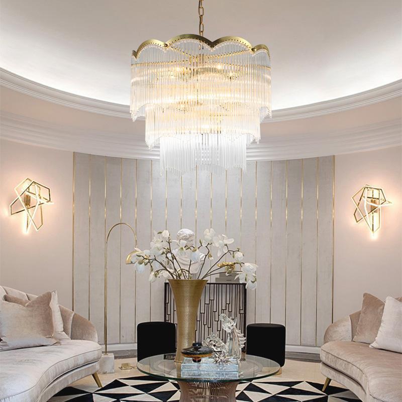Liorivella Chandelier Glass Rod Wave Shape