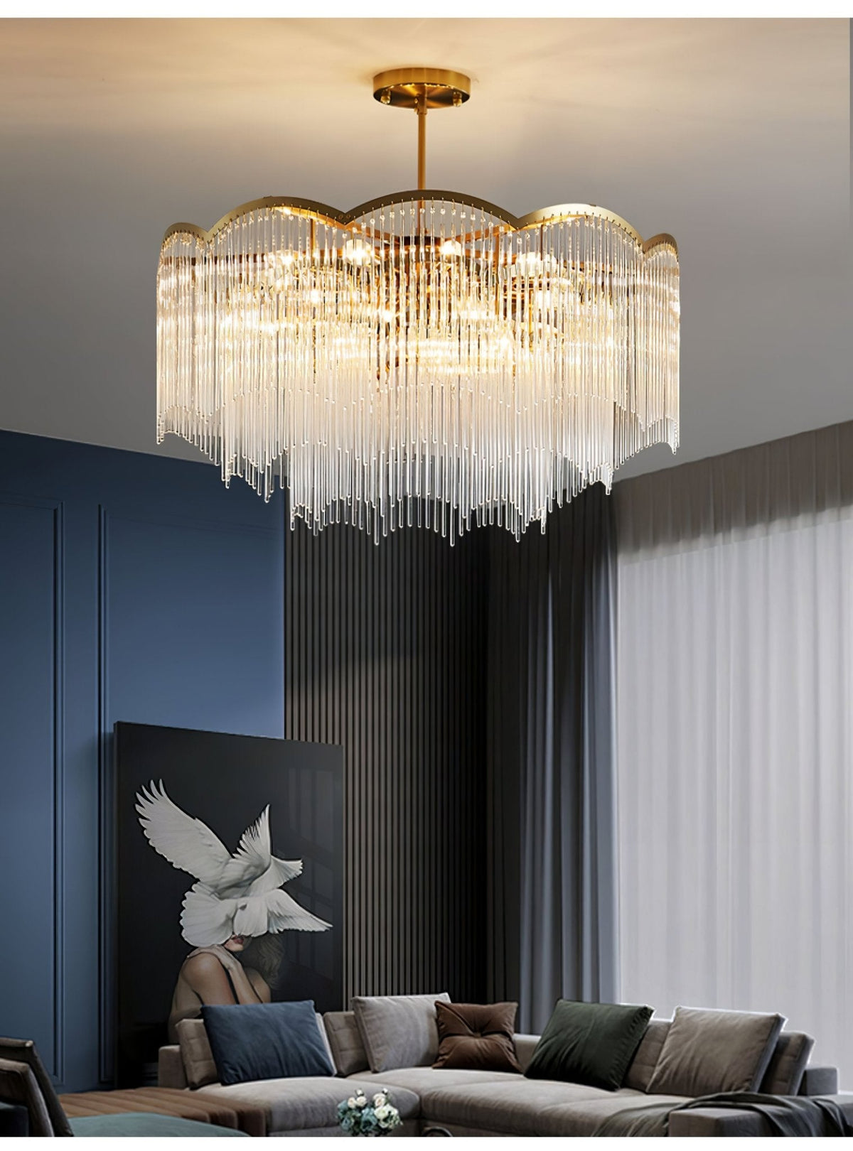 Liorivella Chandelier Glass Rod Wave Shape