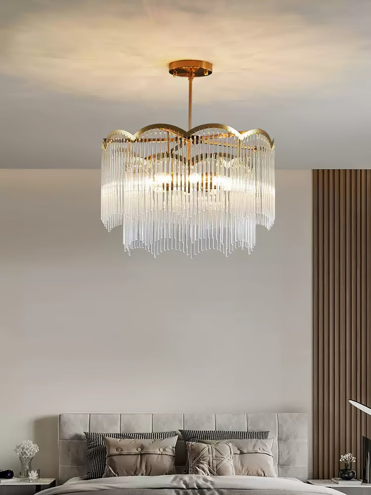 Liorivella Chandelier Glass Rod Wave Shape
