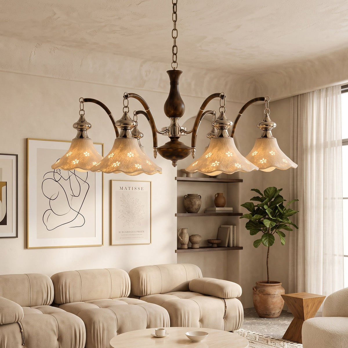 Hawthorne Floral Glass Chandelier