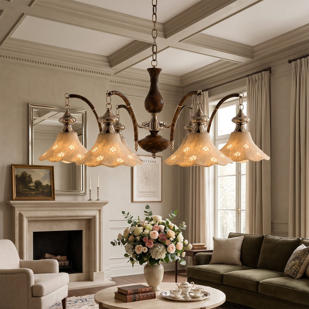 Hawthorne Floral Glass Chandelier