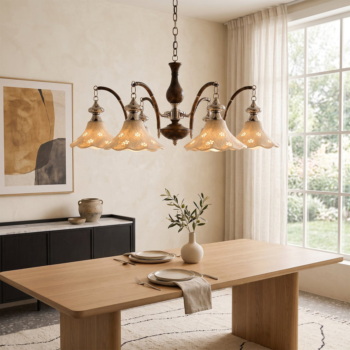 Hawthorne Floral Glass Chandelier