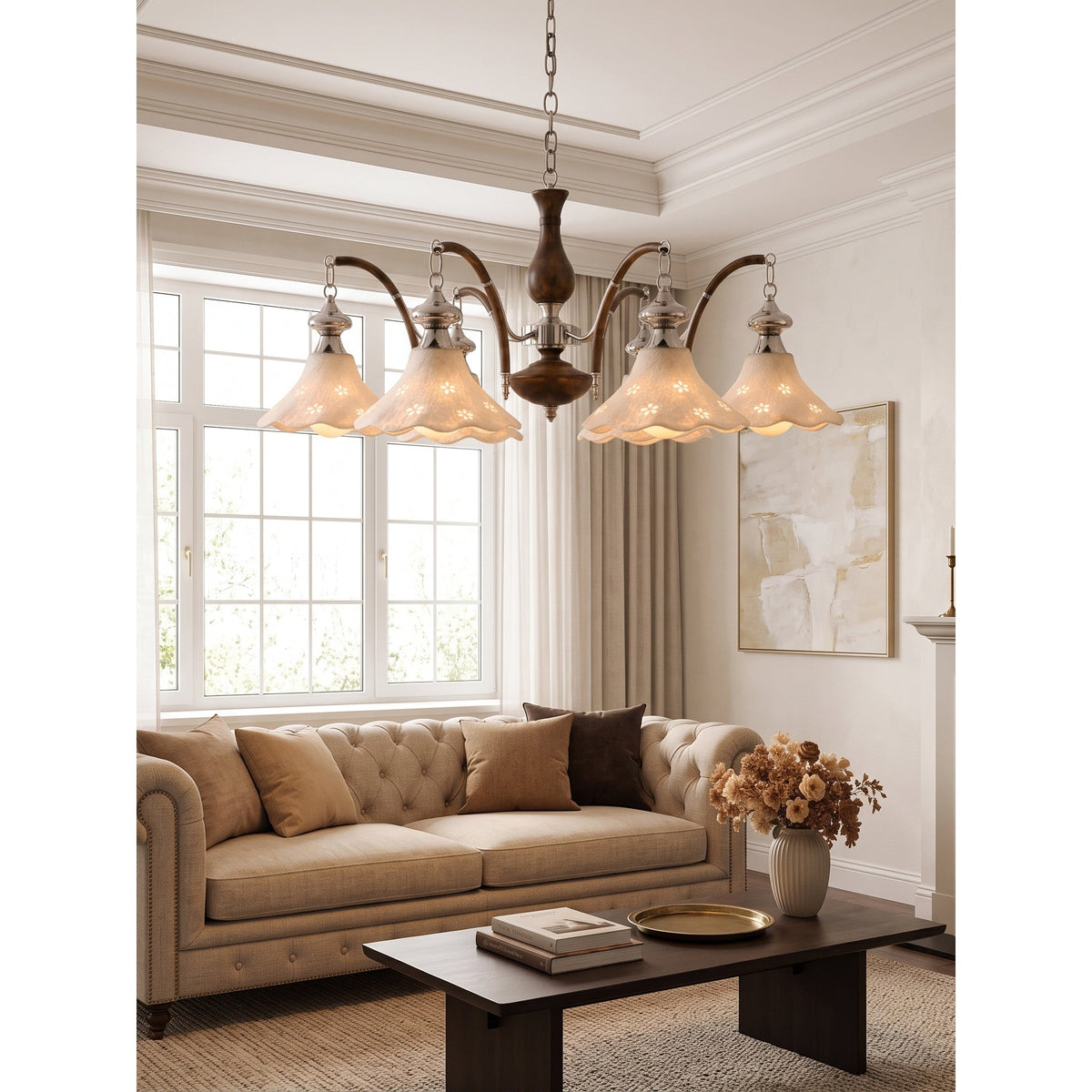 Hawthorne Floral Glass Chandelier