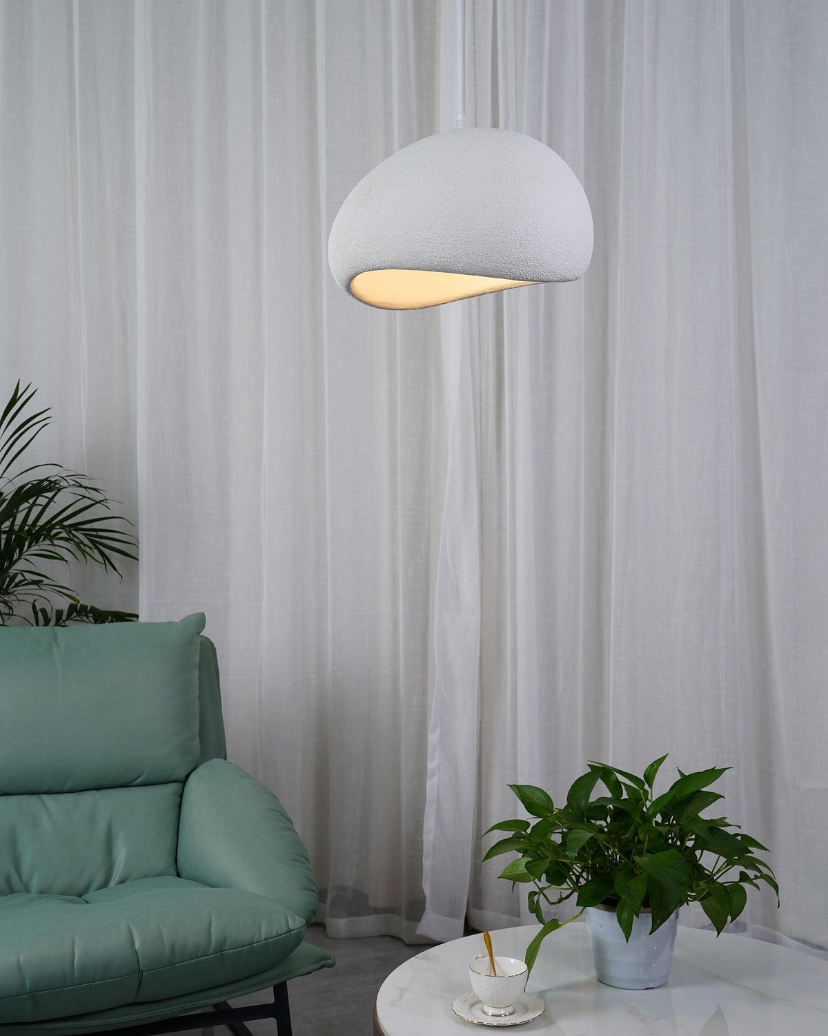 Ecor Pendant Lamp Plaster Half Dome Plug In Wabi Sabi