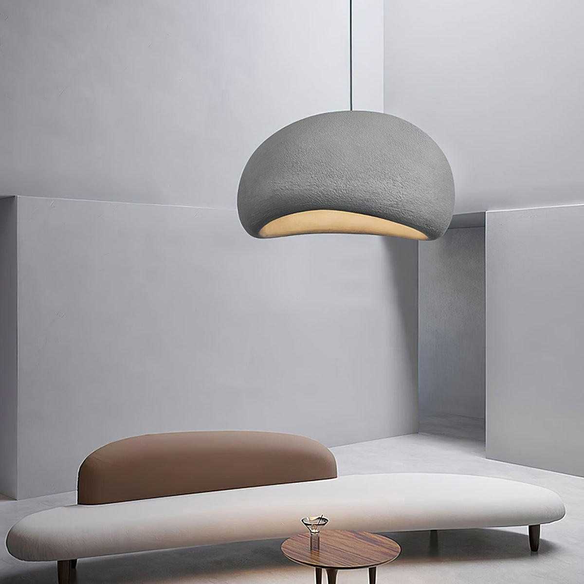 Ecor Pendant Lamp Plaster Half Dome Plug In Wabi Sabi