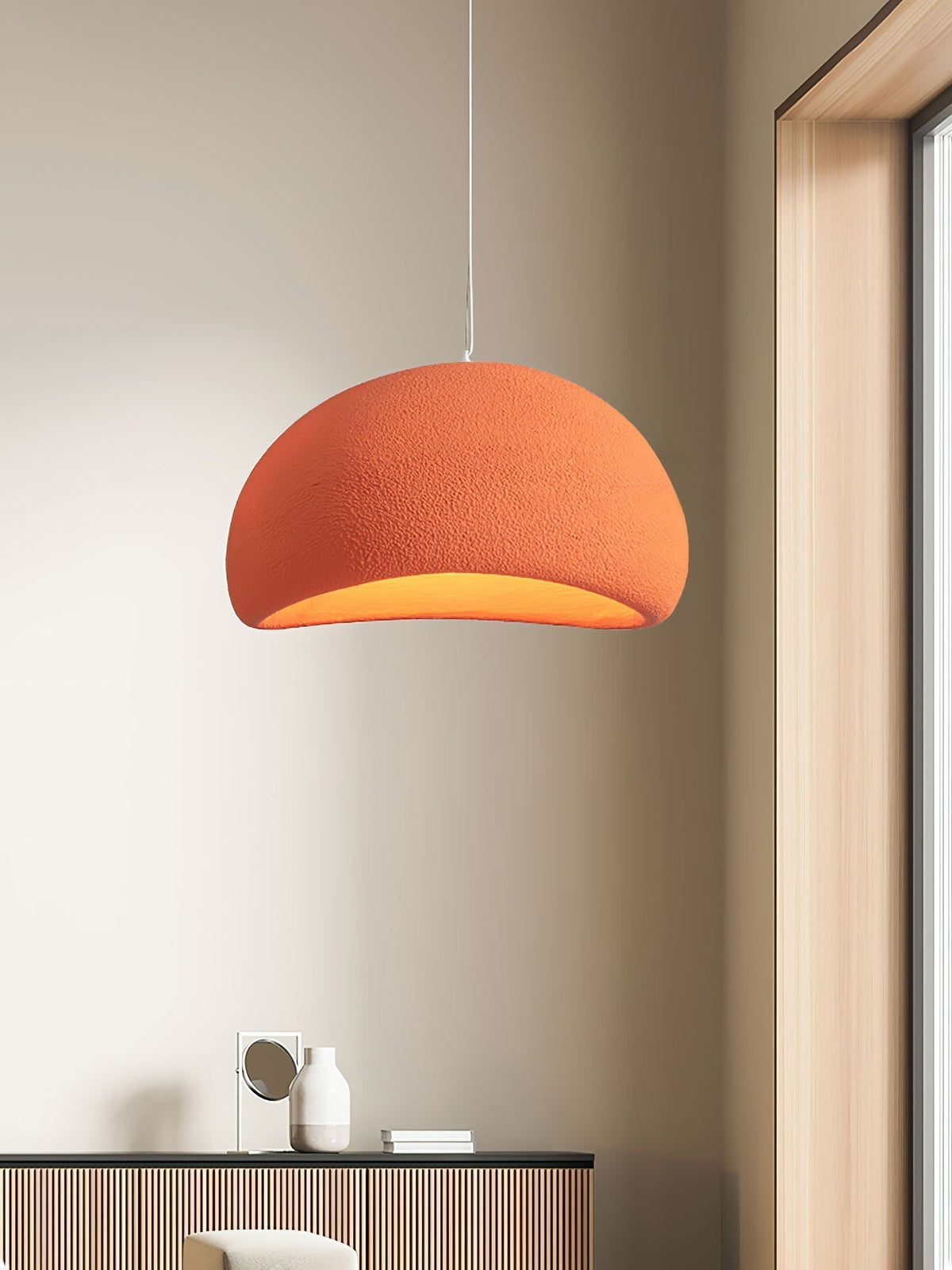 Ecor Pendant Lamp Plaster Half Dome Plug In Wabi Sabi